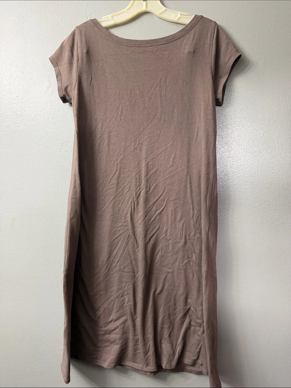 Eileen Fisher Scoop Neck Tee shirt dress Taupe Brown XS